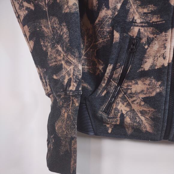 Champion Black Zip Hoodie with Tan Leaf Print - Picture 5 of 11
